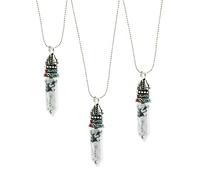 QTYQWC One Pieces Bohemian Ethnic Vintage Hexagon Bullet Shape Natural Stone Crystal Pendants With Beads Chain