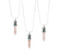 QTYQWC One Pieces Bohemian Ethnic Vintage Hexagon Bullet Shape Natural Stone Crystal Pendants With Beads Chain