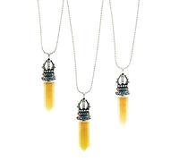 QTYQWC One Pieces Bohemian Ethnic Vintage Hexagon Bullet Shape Natural Stone Crystal Pendants With Beads Chain