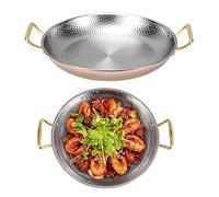 QTYQWC Poêle à Paella espagnole avec poignées à Double rivetage - Ustensiles de Cuisine en Acier inoxydable Pour Paella et riz - Poêles antiadhésives Non revêtues Pour la Maison ou le Restaurant Sau
