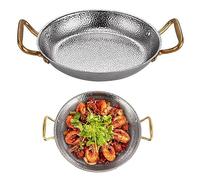 QTYQWC Poêle à Paella espagnole avec poignées à Double rivetage - Ustensiles de Cuisine en Acier inoxydable Pour Paella et riz - Poêles antiadhésives Non revêtues Pour la Maison ou le Restaurant Sau