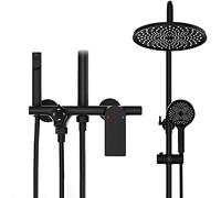 QTYQWC Rainfall Shower System with Tub Spout Shower Faucet Set Wall Mounted Shower Combo Set Height Adjustable Rainfall Shower Set with Handheld Shower, Round Shower Head, Bidet Mist, Gra,Chrome