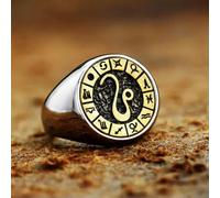 QTYQWC Retro Signs of The Zodiac Constellation Ring Stainless Steel Men Women Gift Ring-Cancer-8