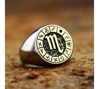 QTYQWC Retro Signs of The Zodiac Constellation Ring Stainless Steel Men Women Gift Ring-Cancer-8