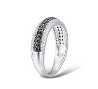 QTYQWC Rings For Women Natural Stone Black Stones Round Cubic Zirconia Fine Jewelry Rings For Women Ring