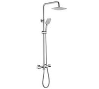 QTYQWC Shower with Shower Head, Shower Combo Set Wall Mount Shower Faucet Set Double Handle Rain Mixer Shower Combo Set with 3 Mode Handheld Shower, Waterfall Tub Spout,Black Chrome