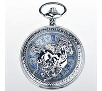 QTYQWC Silver Horses Hollow, Automatic Mechanical Watch Hollow Retro exam Table to Commemorate The Men and Women flip Pocket Watch.