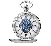 QTYQWC Skull Hollow Mechanical Pocket Watch Pendent Chain Gold Skeleton Hand-Winding Watch Men Women Xmas