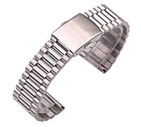 QTYQWC Stainless Steel Clock Women Silver Gold Watchbands 12Mm 14Mm 16Mm 18Mm 20Mm Metal Watch Strap Double Clasp Steel Watch Band /18Mm/Silver