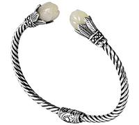 QTYQWC Sterling Silver Bangle,Retro Bracelet, Retro Bangle S925 Sterling Silver Bangle Bracelet Inlaid with Natural Hetian White Jade Magnolia Flower Braided Twine 1