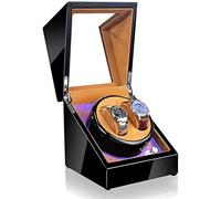 QTYQWC Wooden Double Automatic Watch Winder, Led Storage Watches Boxes 5 Rotation Modes Display Case Box Accessories