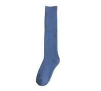 QTZTZ Long Tube Socks Female Autumn And Winter Stockings Plus Velvet Thick Warm Towel Calf Socks High Tube Over The Knee Confinement Pile Stockings,Denim Blue