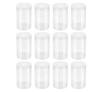 Quacc 12 PCS Clear Film Canisters with Lids, Film Canister Rocket Tube for Science Art Project, Empty Small Film Cans Sewing Storage Case Containers for Supplement Bead Fish Hook