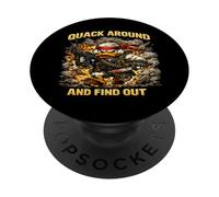 Quack Around And Find Out Funny Duck Combat Animal PopSockets Adhesive PopGrip
