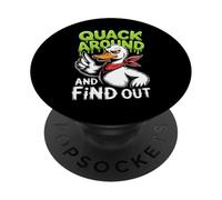 Quack Around And Find Out Funny Goose Duck FAFO Meme 90s PopSockets Adhesive PopGrip
