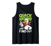 Quack Around and Find Out Funny Goose Duck FAFO Meme 90s Tank Top