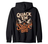 Quack Em And Stack Em Duck Hunting Camp Crew Zip Hoodie