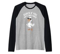 Quack If You Hate Meetings Rubber Ducky Raglan Baseball Tee