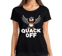 Quack Off Naughty Duck Funny Angry Duck Gift Sarcastic Women's T-Shirt, black, 3XL
