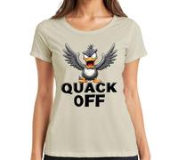 Quack Off Naughty Duck Funny Angry Duck Gift Sarcastic Women's T-Shirt, natural, L