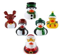 Quackers pack of 6 Christmas Themed Rubber Bath Toy Ducks - Santa,Reindeer & friends.