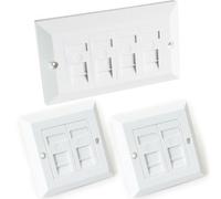 Quad & 2X Double Cat6 Wall Face Plates 4 Port Rj45 Ethernet Network Data Socket