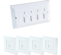 Quad & 4x Single CAT6 Wall Face Plates 4 Port RJ45 Ethernet Network Data Socket