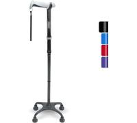 Quad Cane, Walking Cane with Ergonomic Handle and 4-Pronged Base for Extra Stability, Adjustable for Right or Left Handed Men, Women, and Seniors