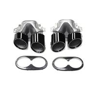 Quad Car Exhaust Tip Muffler Header Exhaust System For Mercedes For Benz A-Class W177 A35 A200 A180 Upgrade A45(Black B)