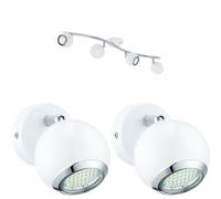 Quad Ceiling Spot Light & 2x Matching Wall Lights Matt White Adjustable Shade