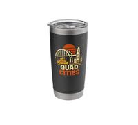 Quad Cities Retro Sunset Design Stainless Steel Insulated Tumbler