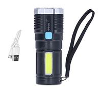 Quad Core Bright LED Flashlight USB Rechargeable Outdoor Multi Functional Spotlight COB Work Light 4 Modes with Battery Indicator Built in 1200mah High Capacity Lithium Battery [Energy Class A]