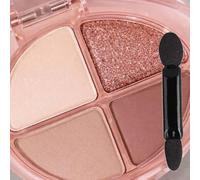 Quad Eyeshadow Palette with Rose Gold Glitter & Matte Brown Shades for Everyday & Evening Makeup - Versatile Four Colour Compact with Dual-Ended Applicator for Natural to Smokey Eye Looks