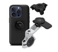 Quad Lock Motorcycle Handlebar Phone Mount PRO Chrome Kit with Vibration Dampener and iPhone 15 PRO MAG Case