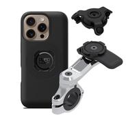 Quad Lock Motorcycle Pro Handlebar Phone Holder Chrome with Vibration Damper and MAG Case for iPhone 16 Pro