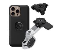 Quad Lock Motorcycle Pro Handlebar Phone Holder Chrome with Vibration Damper and MAG Case for iPhone 16 Pro Max