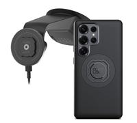 Quad Lock Windscreen/Dashboard Suction (V6) Car Phone Mount with MAG Phone Case and MAG Wireless Charging Head for Galaxy S25 Ultra