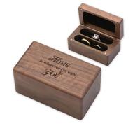 Quad Walnut Ring Box: Engraved "Home Is Wherever I'm With You" Wood Holder