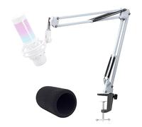 QuadCast Microphone Arm Stand White - Mic Arm with Microphone Cover Foam Compatible with HyperX QuadCast S Mic by YOUSHARES