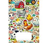 Quaderno a quadretti 1 cm per prima e seconda elementare: Formato A4 - fantasia animali della fattoria - 100 pagine