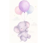 Quaderno a Righe con Elefantini Kawaii - Diario Illustrato Acquerello Pastello - 100 Pagine con Bordi Decorativi Stelle Cuori e Fiori - Regalo Affettuoso per Ragazze e Donne