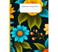Quaderno di Composizione a righe larghe: con motivo floreale: splendida copertina floreale, perfetto per la scuola, il lavoro o il diario 8,5 x 11, 110 pagine