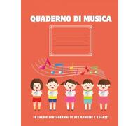 Quaderno di musica: Quaderno pentagrammato, 50 pagine pentagrammate per bambini e ragazzi, 6 righe per pagina, pentagramma grande, pagine numerate, 5 ... cm) (Quaderno di musica pentagrammato)