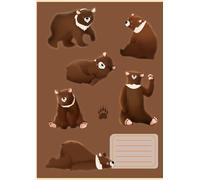 Quaderno Orso Chiotto formato maxi A4 (210 × 297 mm) rigatura A con margine. Ideale per la prima e seconda classe della Scuola Primaria. 80 pagine per scrittura a mano libera per bambini.