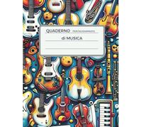 Quaderno Pentagrammato di Musica: 12 Righi per Pagina - Formato Grande A4 - Portatile - 110 pagine numerate con indice iniziale - Copertina lucida ... per Studenti, Musicisti e Compositori