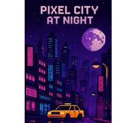 Quaderno scuola media A4 Pixel City at Night | 100 pagine a quadretti 5 mm per matematica, scienze, geometria e compiti | quaderno bambini e ragazzi con copertina gamer cyberpunk pixel art colorata