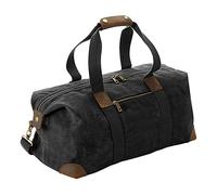 Quadra Heritage Leather Accented Waxed Canvas Holdall (One Size) (Black)