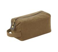 Quadra Heritage Leather Accented Waxed Canvas Wash Bag in Light Brown Quadra Light Brown