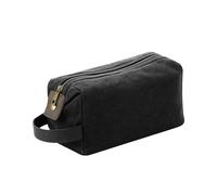 Quadra Heritage Leather Trim Toiletry Bag in Black Quadra Black
