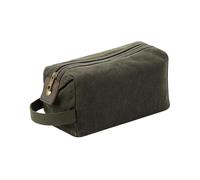 Quadra Heritage Leather Trim Toiletry Bag in Olive Green Quadra Olive Green